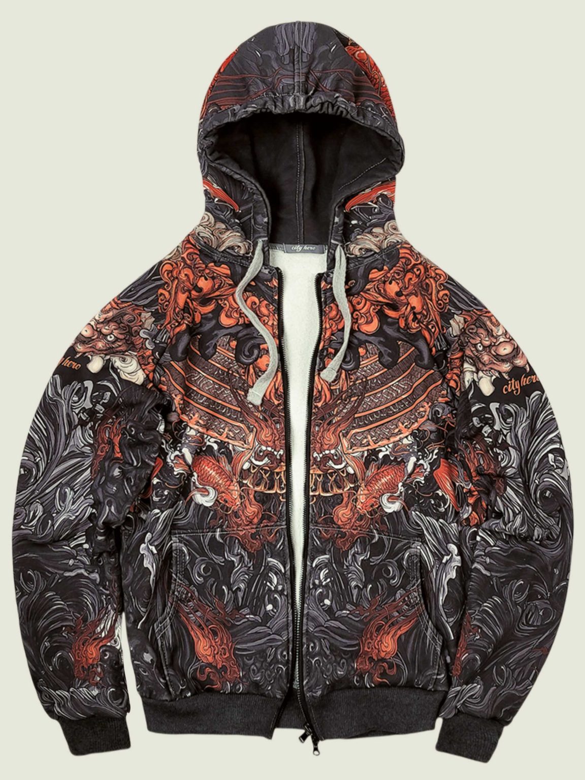 akita black hoodie na molnii 1