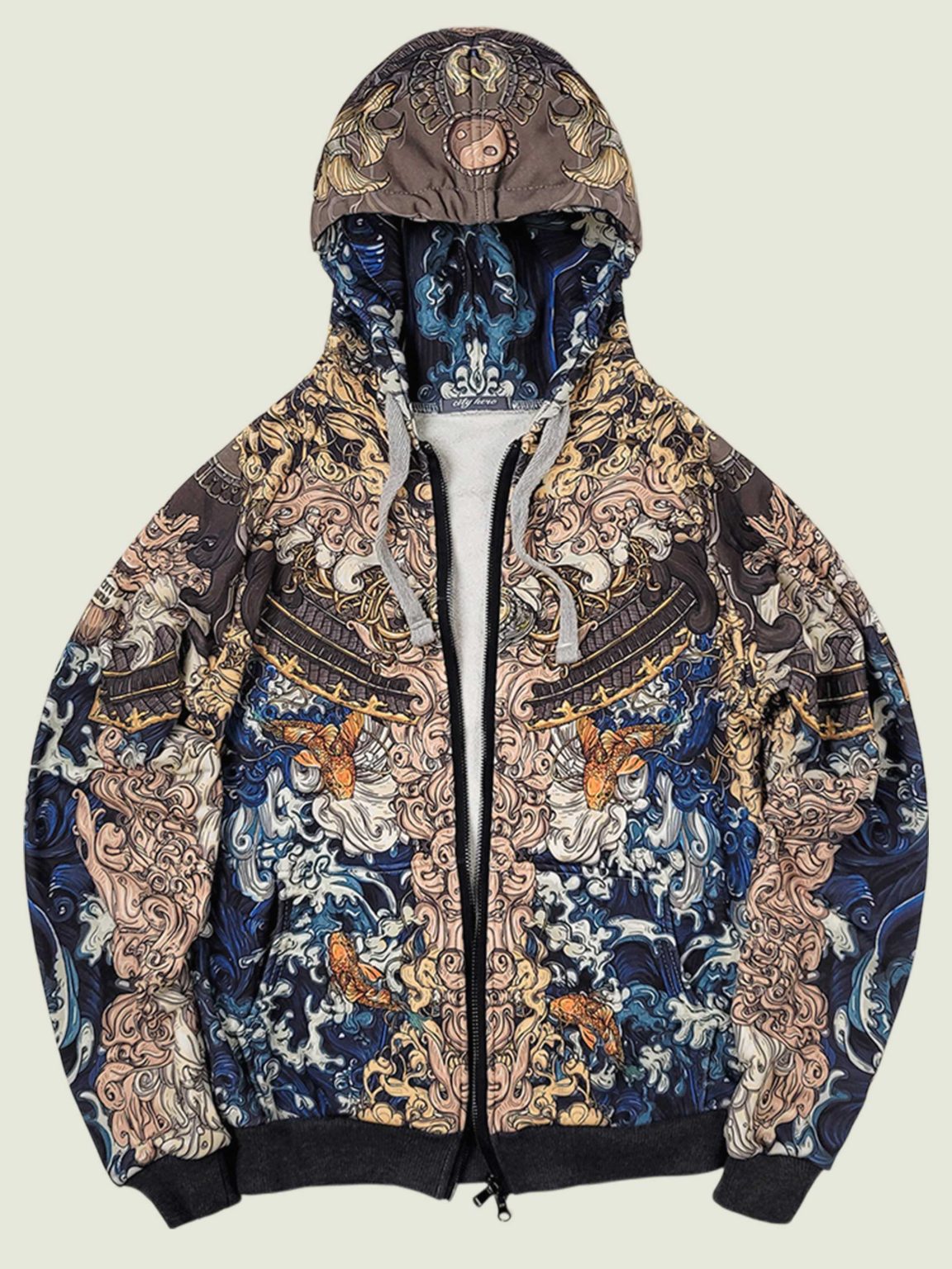 akita blue hoodie na molnii 1