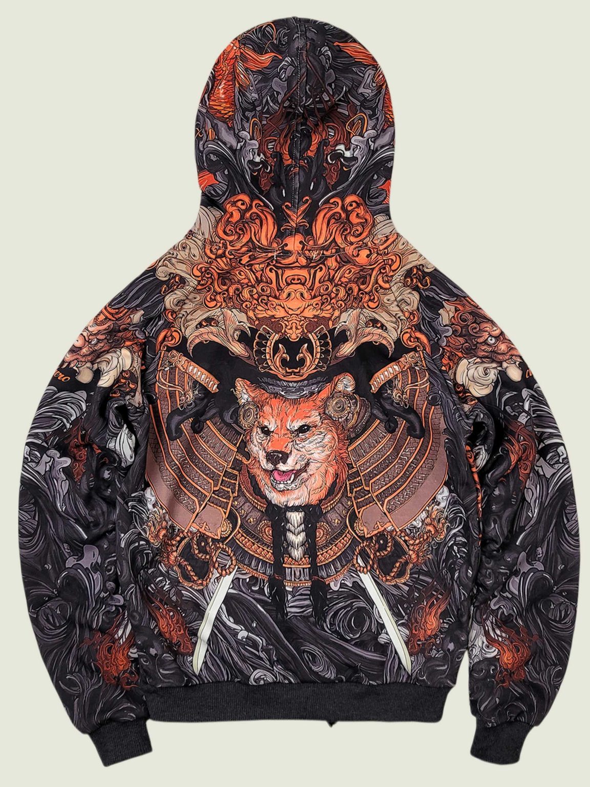 akita black hoodie na molnii 1а