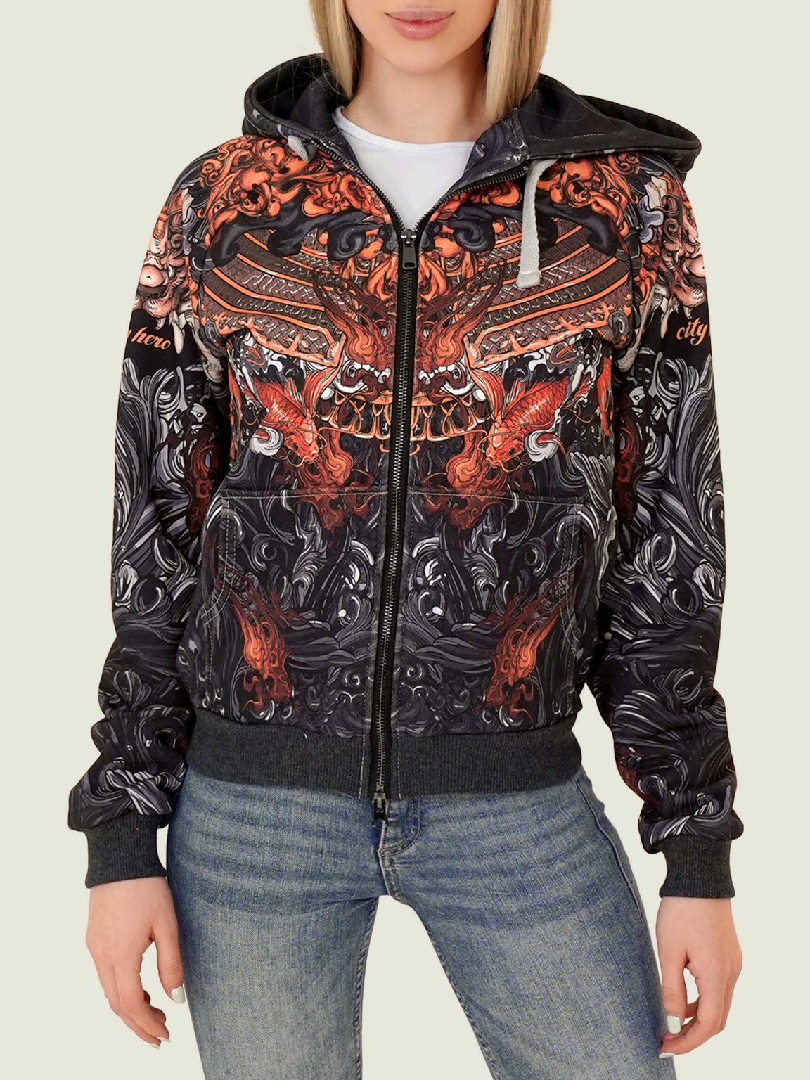 akita black hoodie na molnii 3