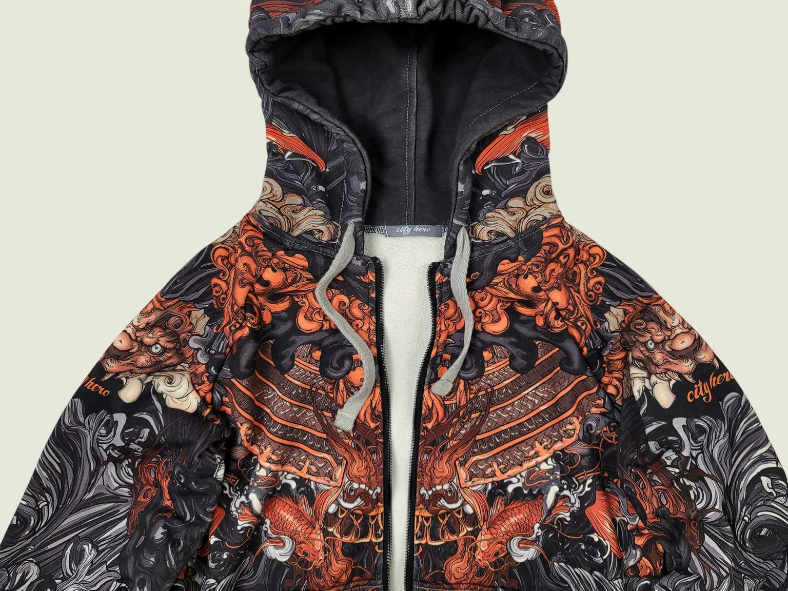 akita black hoodie na molnii 7