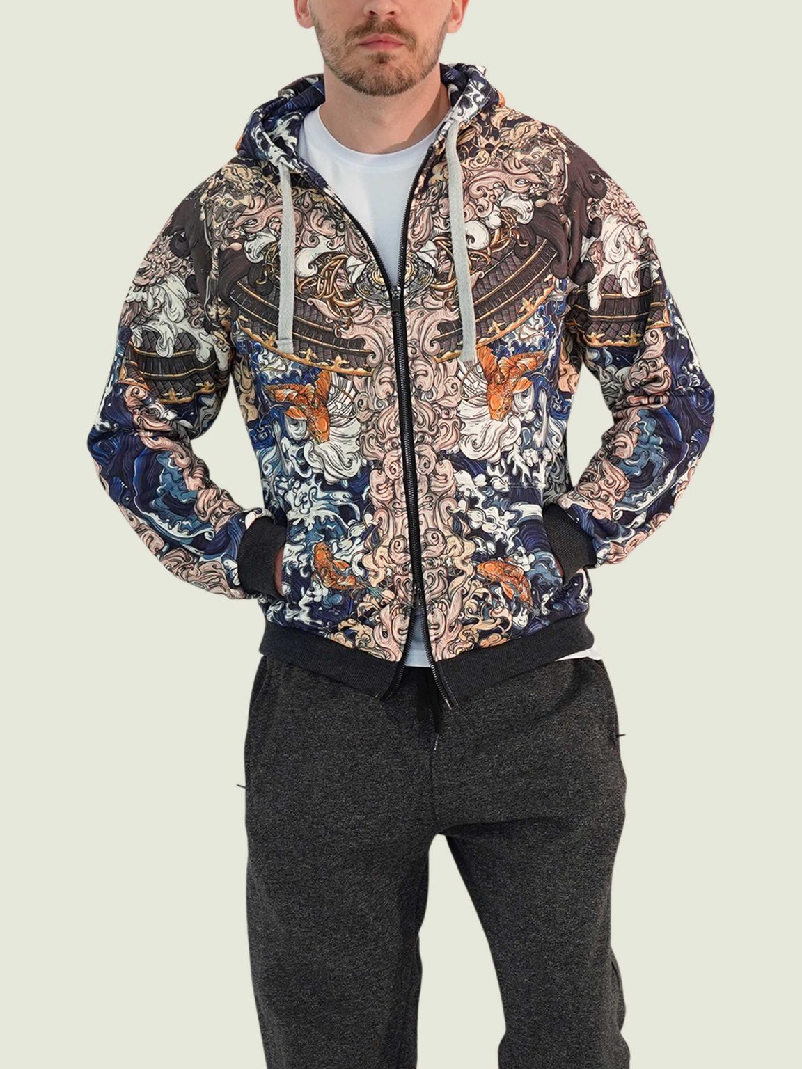 akita blue hoodie na molnii 3