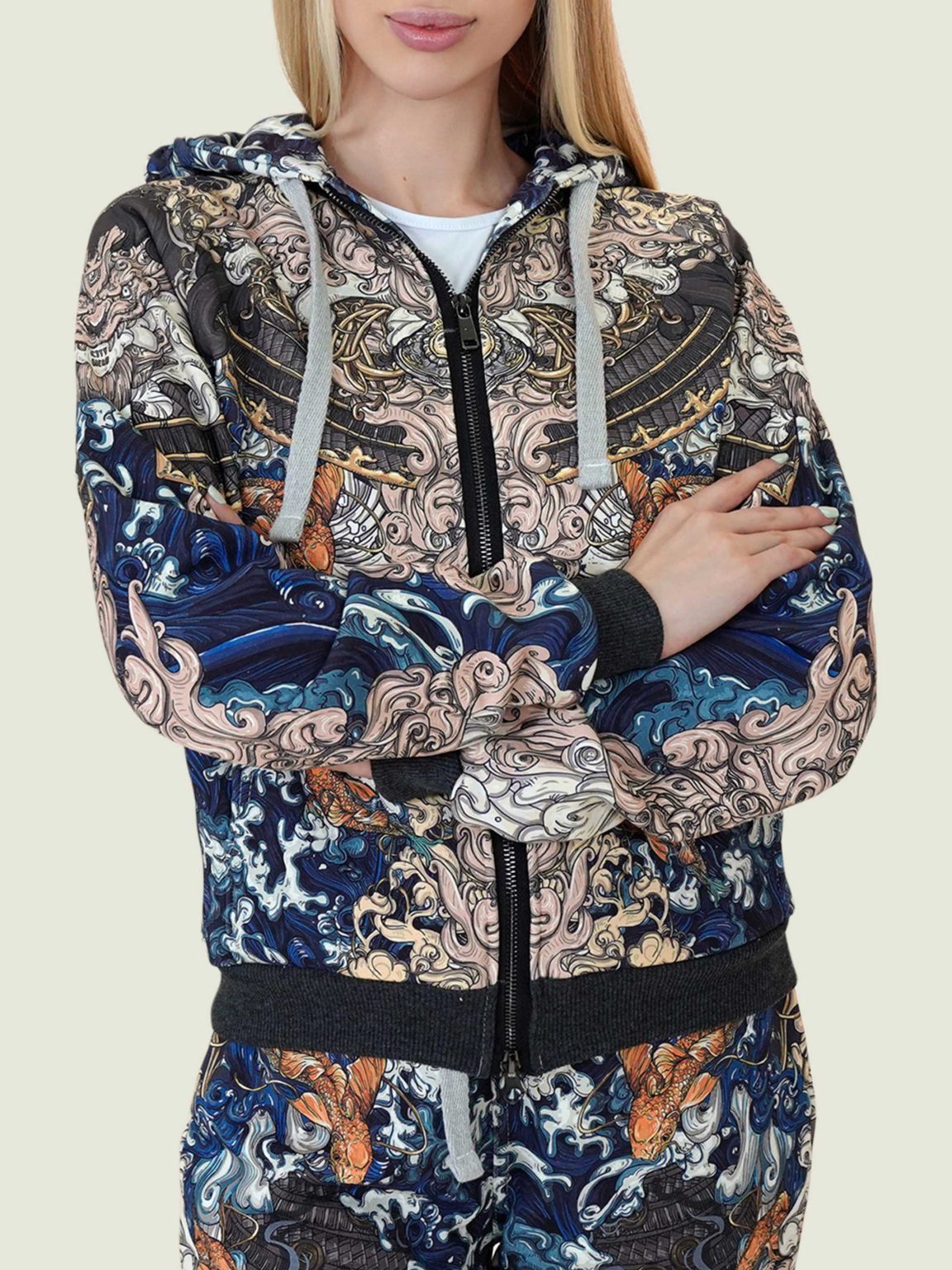 akita blue hoodie na molnii 4