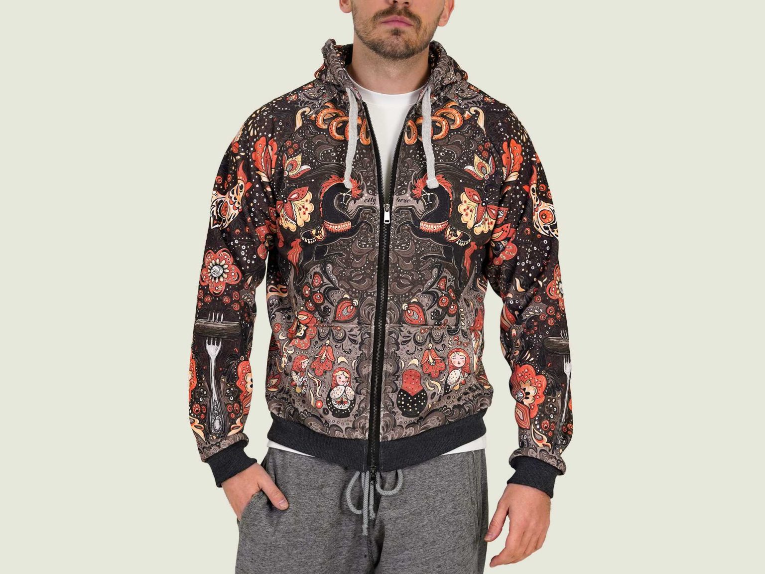 hohloma hoodie na molnii 3