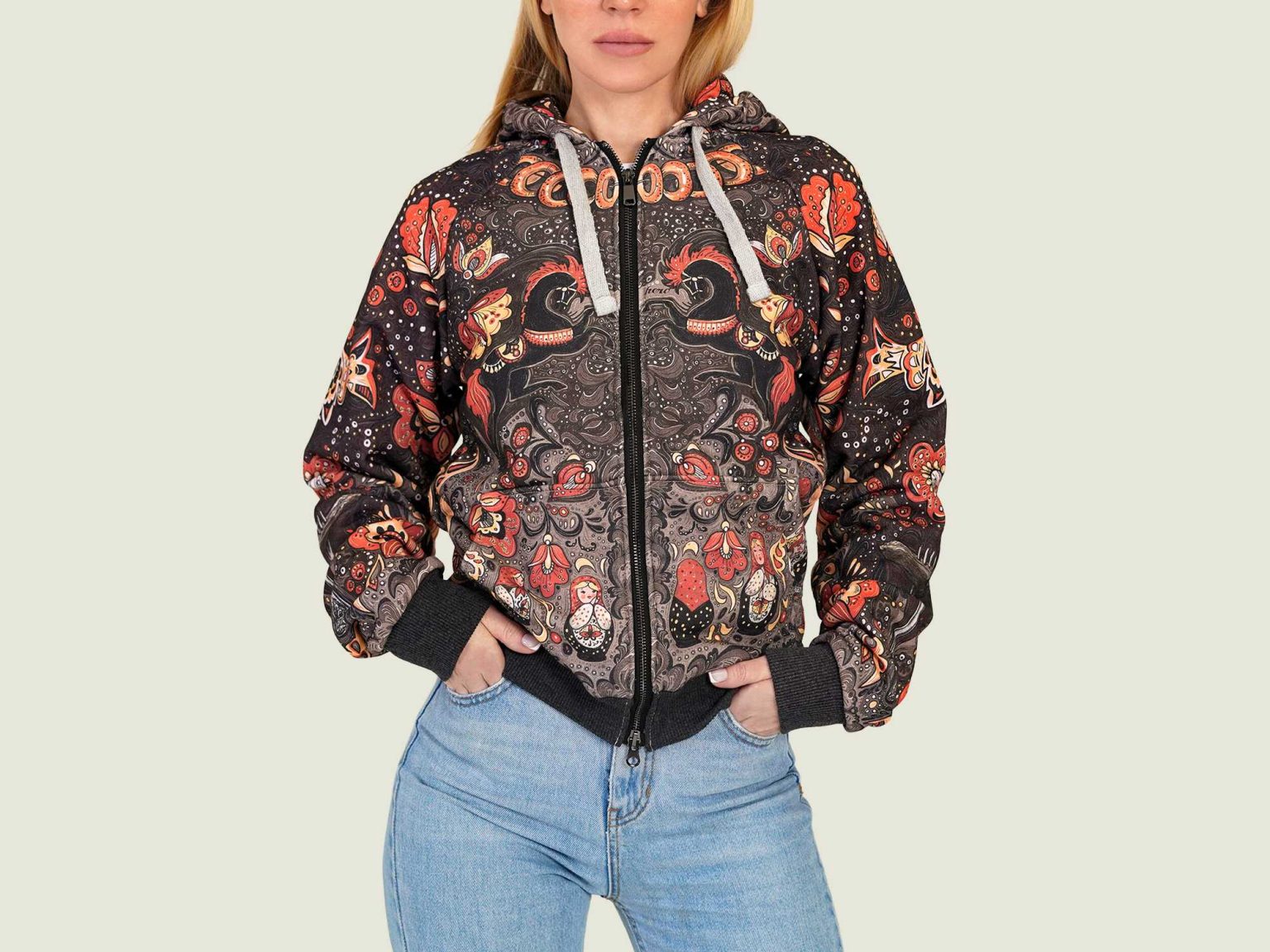 hohloma hoodie na molnii 4